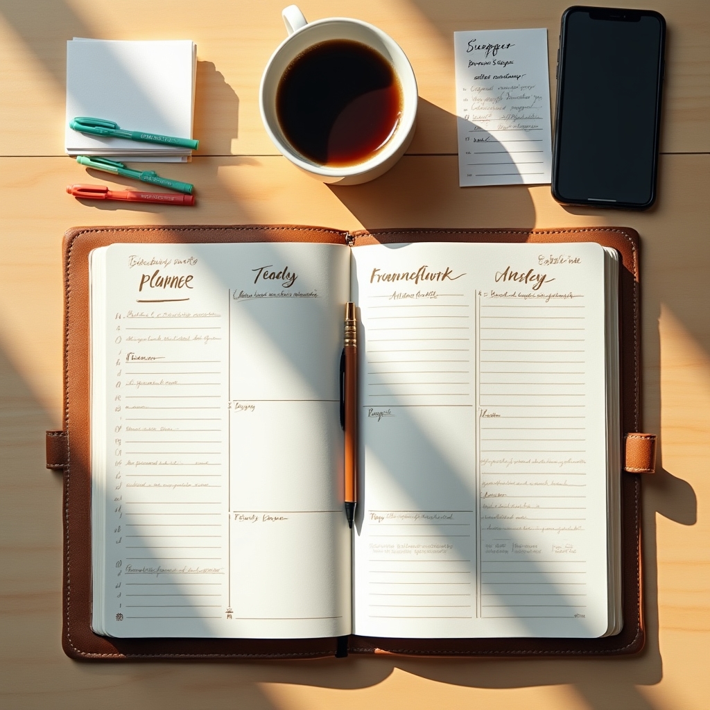 Instrumente de planificare: agendă, sticky notes și metodologie vizuală de organizare a sarcinilor