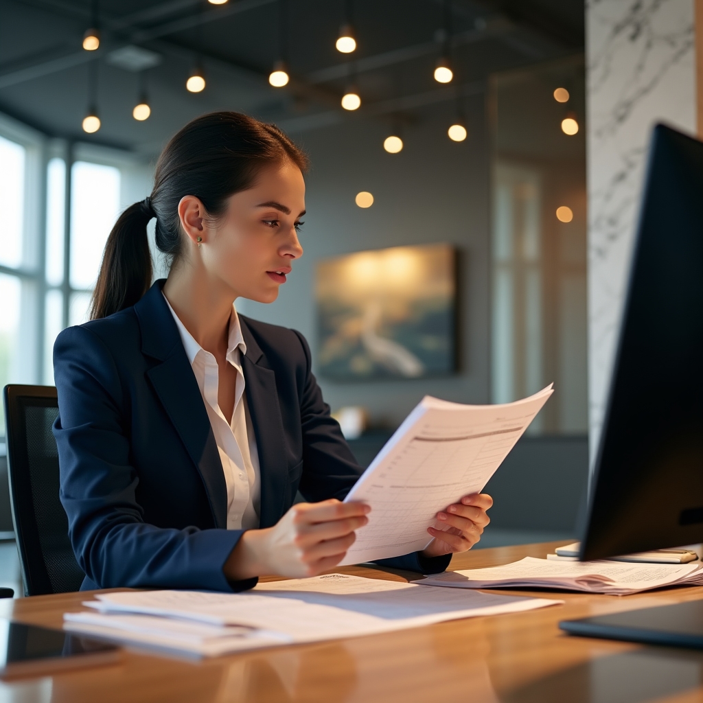 Profesionist concentrat la lucru, organizând prioritățile zilei